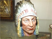 Ceramic Indian Chieftain Lift Top Bust