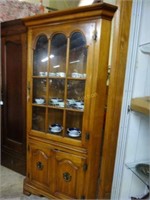 Maple Glass Top Corner Cabinet