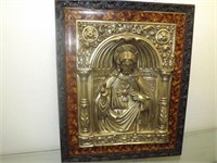 Silver Metallic Religious Wall Icon In Grain