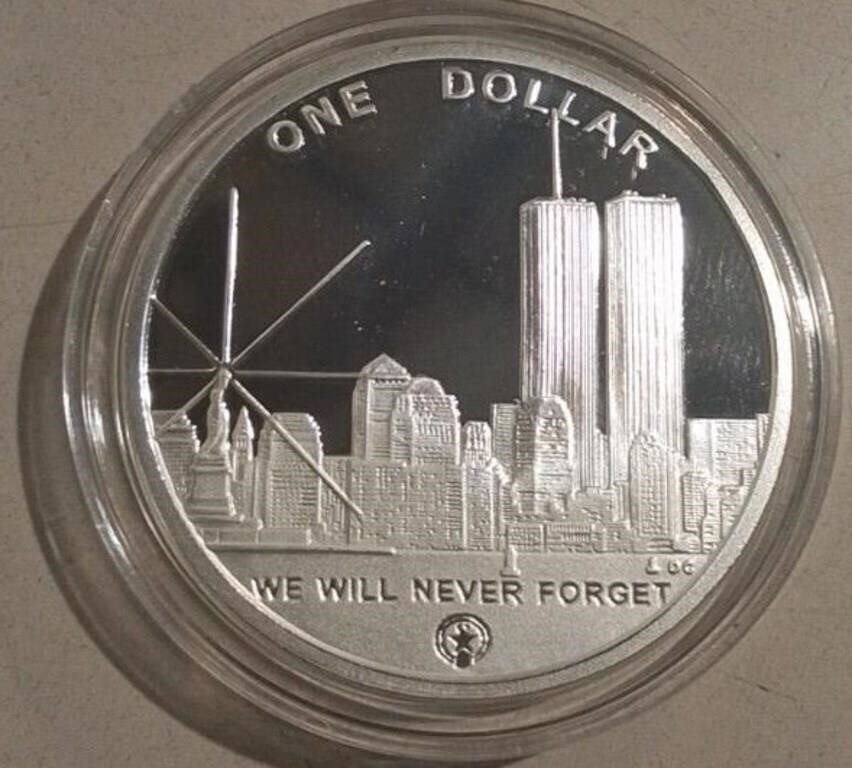 Twin Towers US One Dollar Coin Nicely Cased