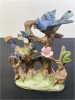 Porcelain Bluejays w/ Butterfly Figurine