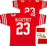 49ers Christian McCaffrey Signed Red Jersey BAS