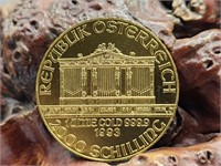 1oz .999 Fine Gold Wiener Philharmoniker Coin 1993