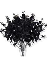 (New) 6 pcs Black Artificial Eucalyptus Stems