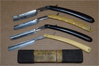 (4) Antique Straight Razors : Shumate Cutlery w/bx