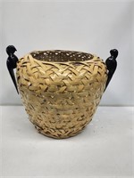 Large Woven Basket with Bird Handles