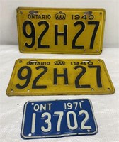 1940 Ontario plates  / 1971 Ontario motorcycle