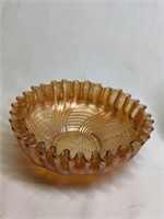 Vintage Ribbon Tie Carnival Glass Bowl 8"