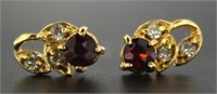 10kt Gold Garnet Designer Earrings