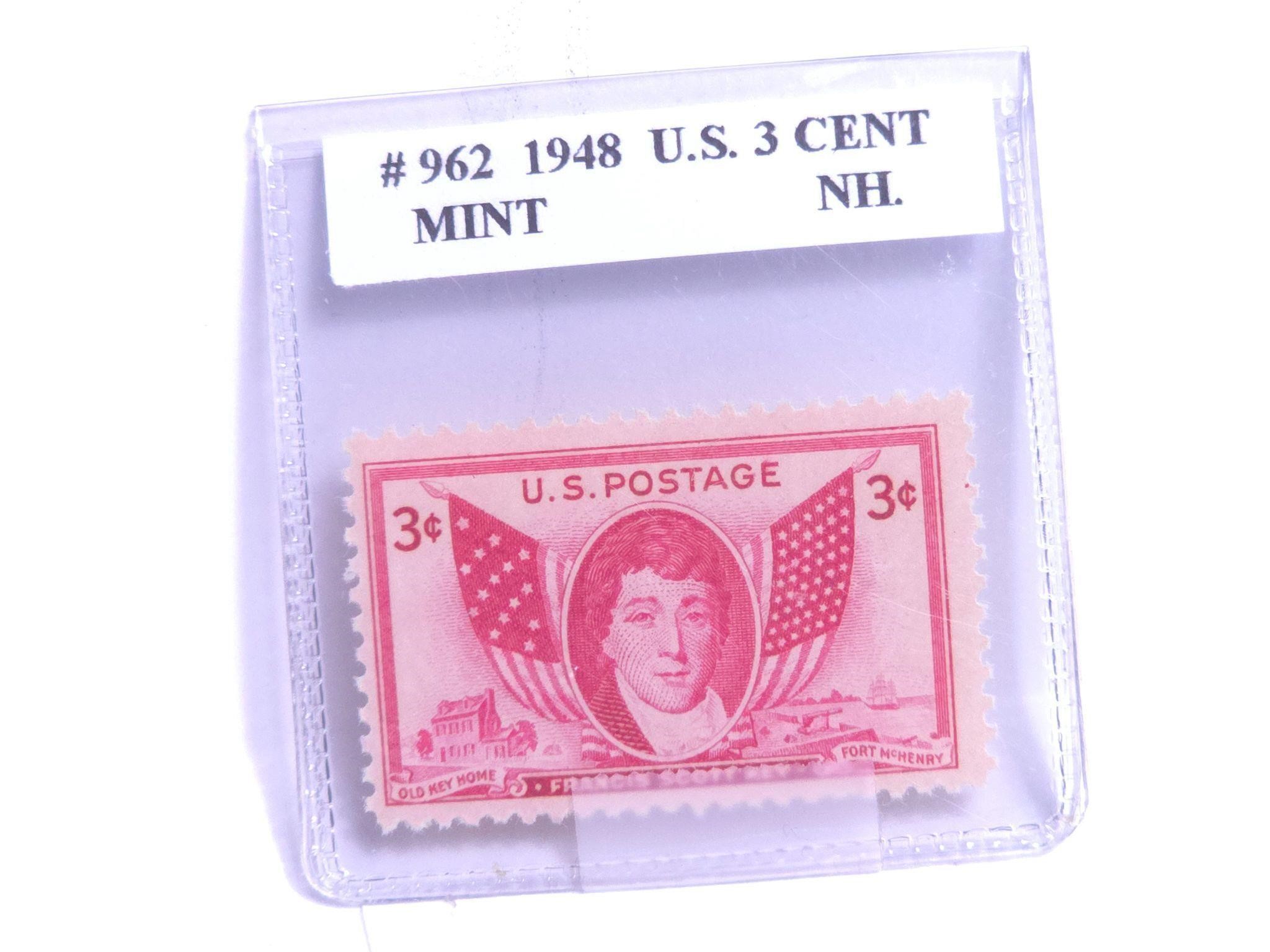 1948 U.S. 3 Cent Stamp Graded Mint