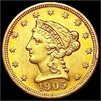 1905 $2.50 Gold Quarter Eagle CHOICE BU