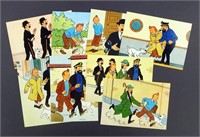 Lot de 8 cartes postales Tintin (1967)