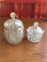 2 Cut Glass Covered Dishes