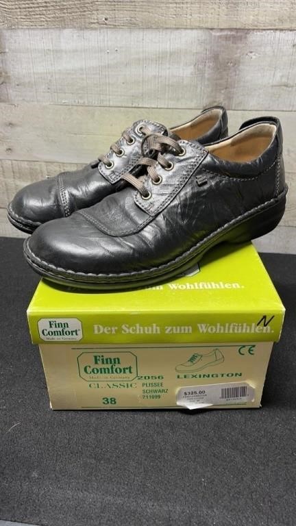 Finn Comfort Lexington Black Shoes Size 38 Equals