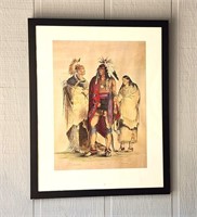 large Currier Ives print North American Indians