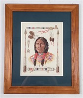 Native American Man Cross Stitch Art