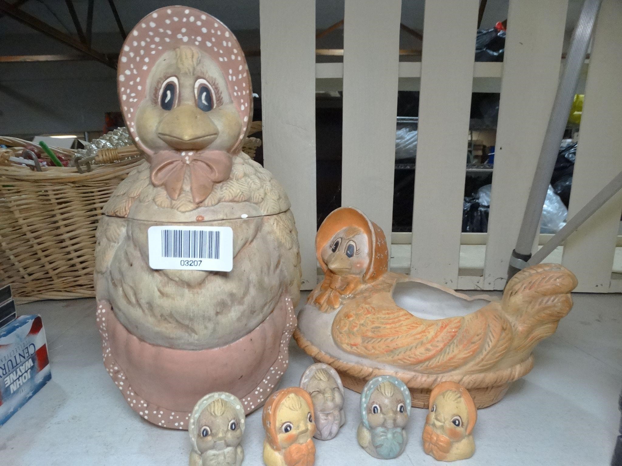 Hen Rooster & Chicks Cookie Jar Planter & More