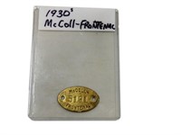 1930'S McCOLL-FRONTENAC #5191 BRASS PLATE