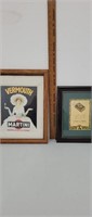 Pair of framed advertisements.  Lucky strike