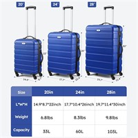 3Pcs Luggage Set: Hard Shell, Wheels, TSA Lock
