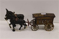 CAST IRON HORSE DRAWN ICE DELIVERY WILKINS WAGON