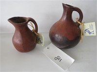 Blue Heron pottery pair jugs,  Guatemalan made