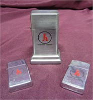 1960's Zippo table lighter & 2 cigarette lighters.