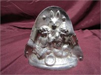 Antique Chocolate mold. Rabbit w/boy & girl.