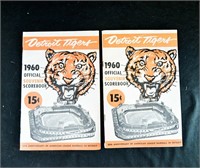 (2) 1960 DETROIT TIGERS BASEBALL GAME PROGRAMS