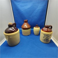 4 Small Brown & White Jugs