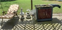 GRILL BASE STORAGE, PLANTER, DUCK AND CHAIR