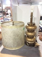 Gold Coloured Table Lamp (shade Damaged) And