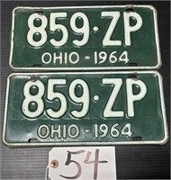 Pair of 1964 Ohio License Plates