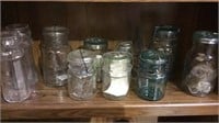 8 ball jars with glass lids, 4 in aqua glass,