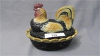 Fenton Folk art 5" Hen on nest