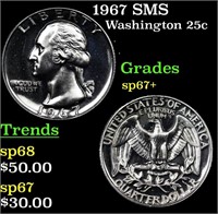 1967 SMS Washington Quarter 25c Grades sp67+