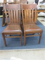 4PC ANTIQUE MISSION OAK DINING CHAIRS
