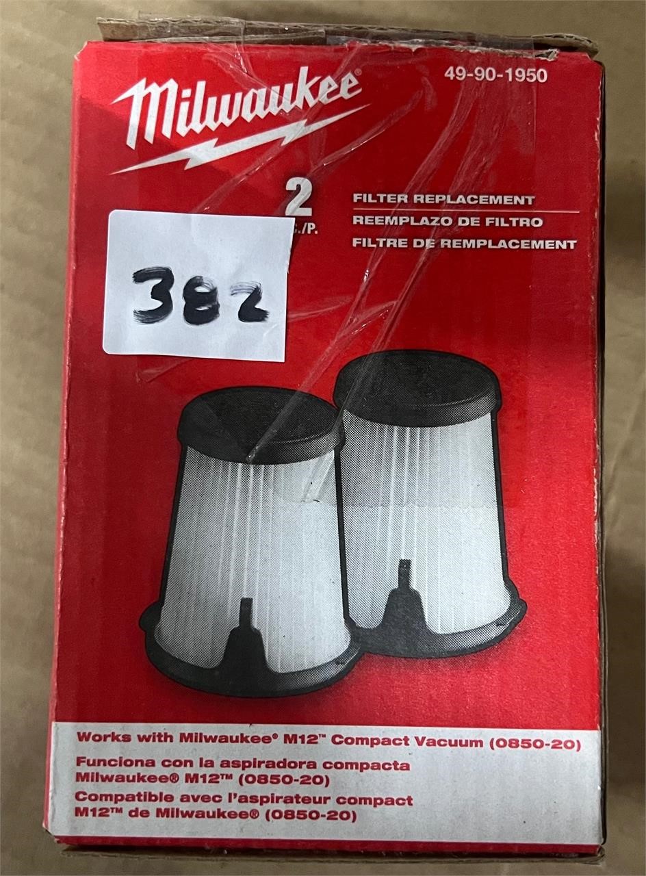 Milwaukee 2pk, Compact Vac Filter Replacement, M12