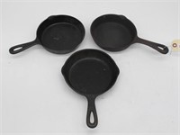 LOT OF 3 SMALL PANS , WAGNER, FAV, 6.5 WIDE