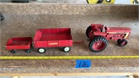Toy tractor(rubber wheels) & ERTL wagons