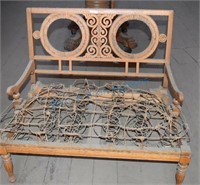 Carved oak settee