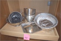 Stainless bowls, strainers, etc