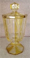 YELLOW TINT ETCHED COVERED COMPOTE