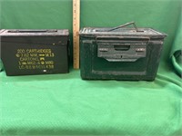 2 vintage ammo boxes