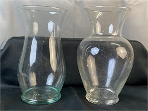 2 Glass Floral Vases-Great Beta Fish Bowls or