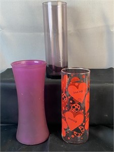 Assorted Floral Vases- Pink, Hearts and Purple