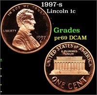 Proof 1997-s Lincoln Cent 1c Grades GEM++ Proof De