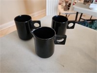 Georges Briard Stoneware Creamer & 2 coffee Mugs.
