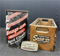 Snap-on Tin, Belt Buckle & Box