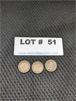 3 - 5 Cent Canada Silver Pieces